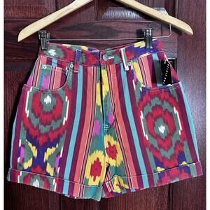 VTG The Limited Jean Shorts Ikat Serape Striped High Waist Denim 80s NWT NOS Sz8